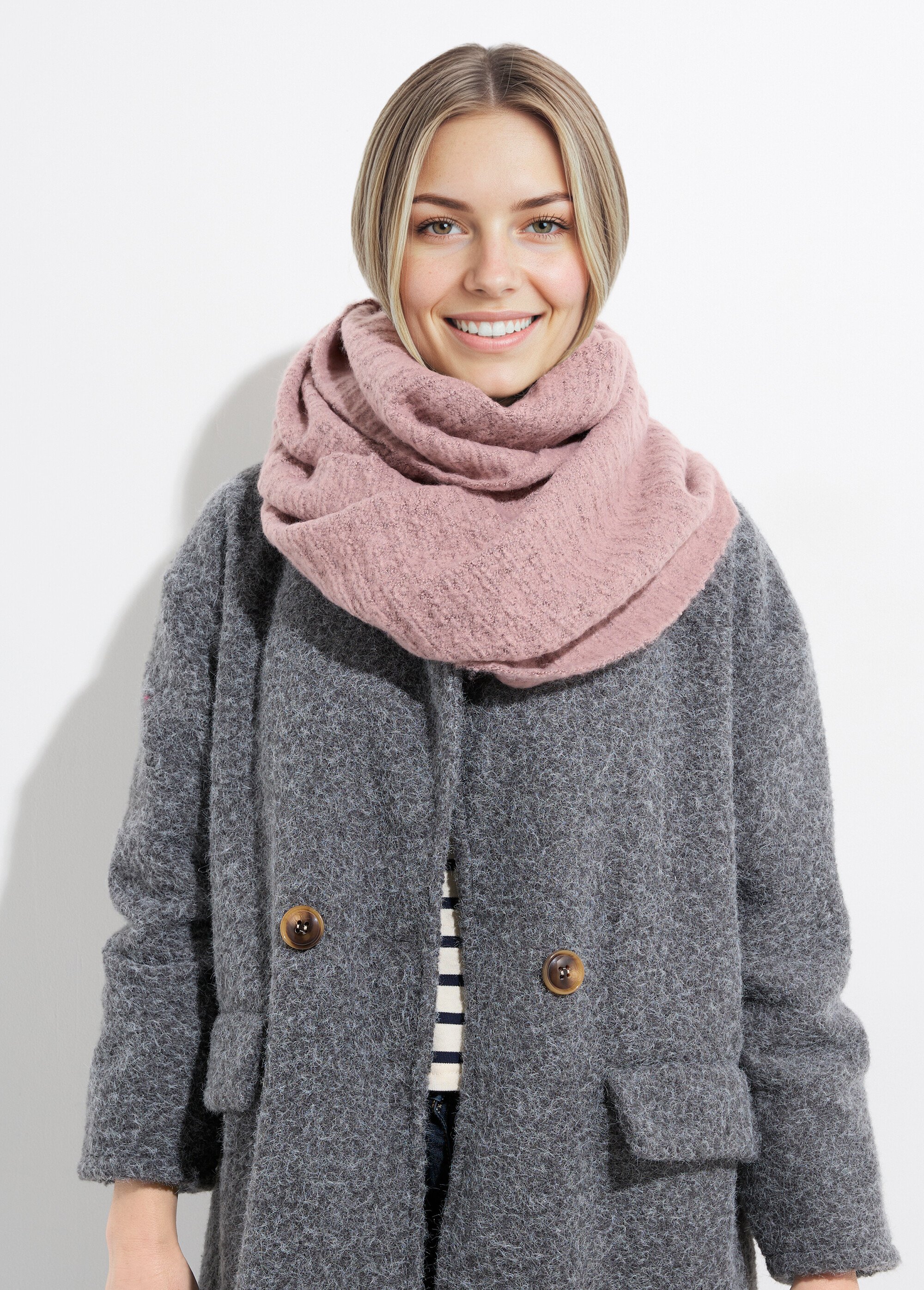 Tour de cous snood en maille mousseuse Femme Rose TOPJC25292 FA1