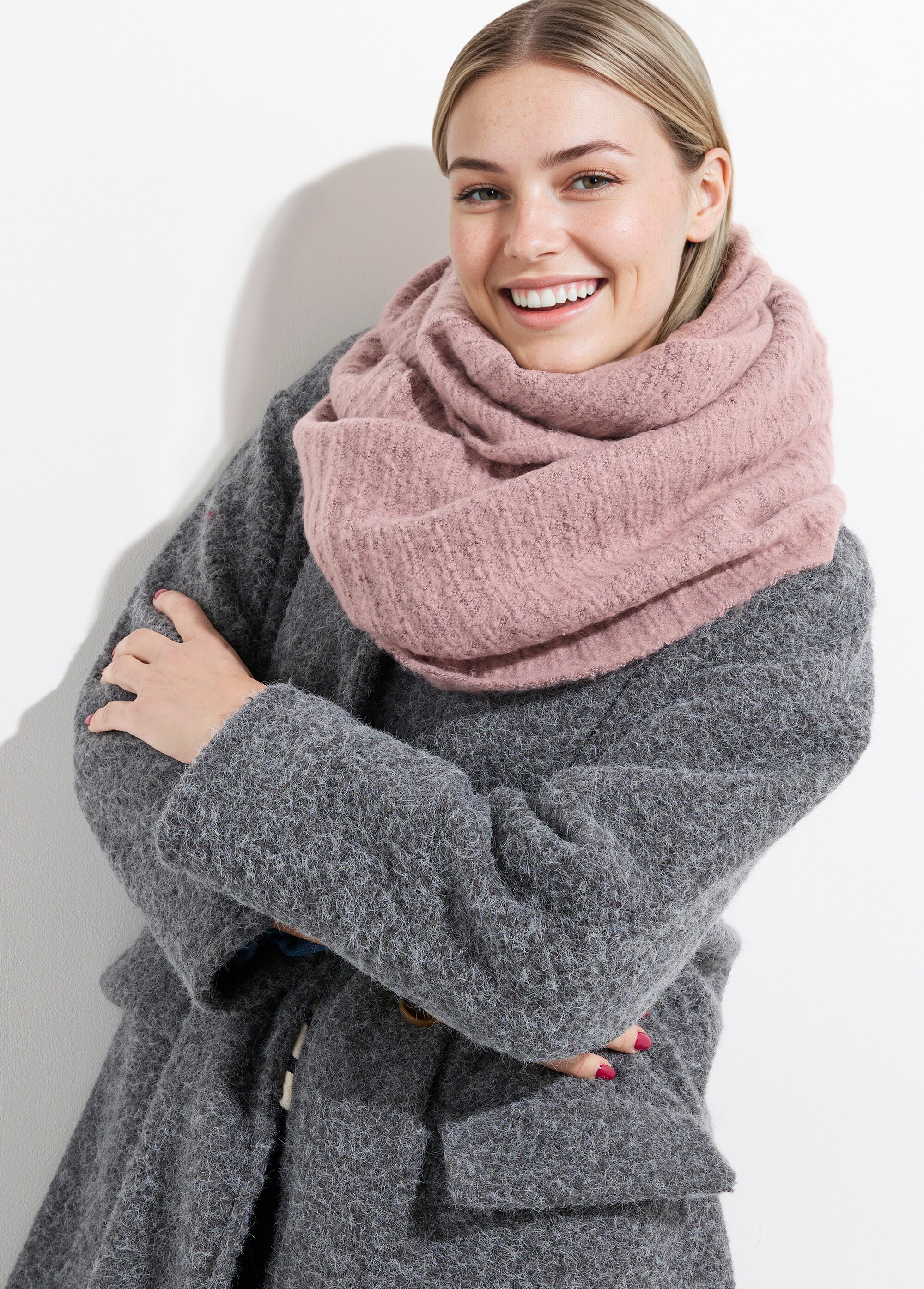 Tour de cous snood en maille mousseuse Femme Rose TOPJC25292 MV1