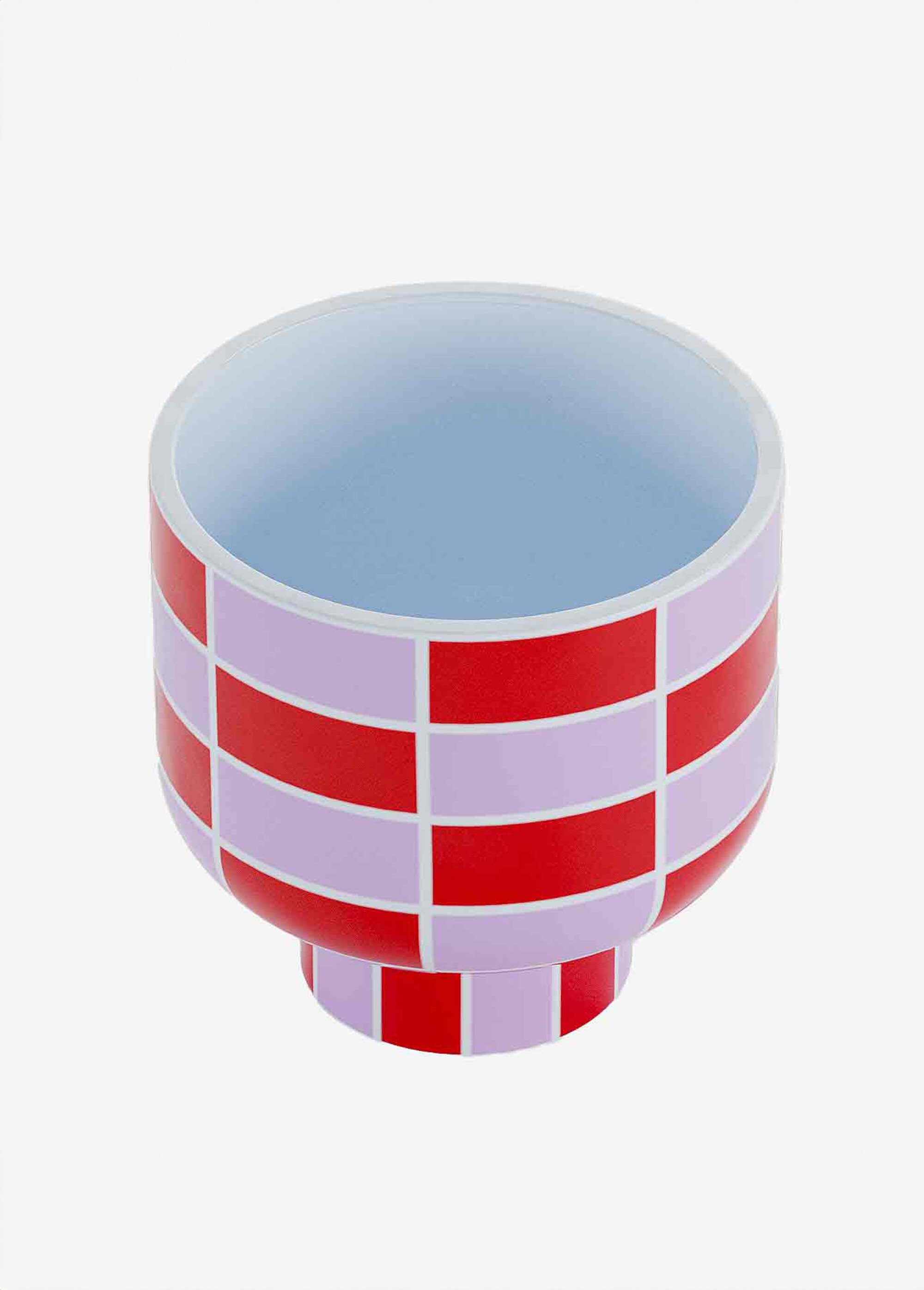 Vase rond à col large, céramique damier