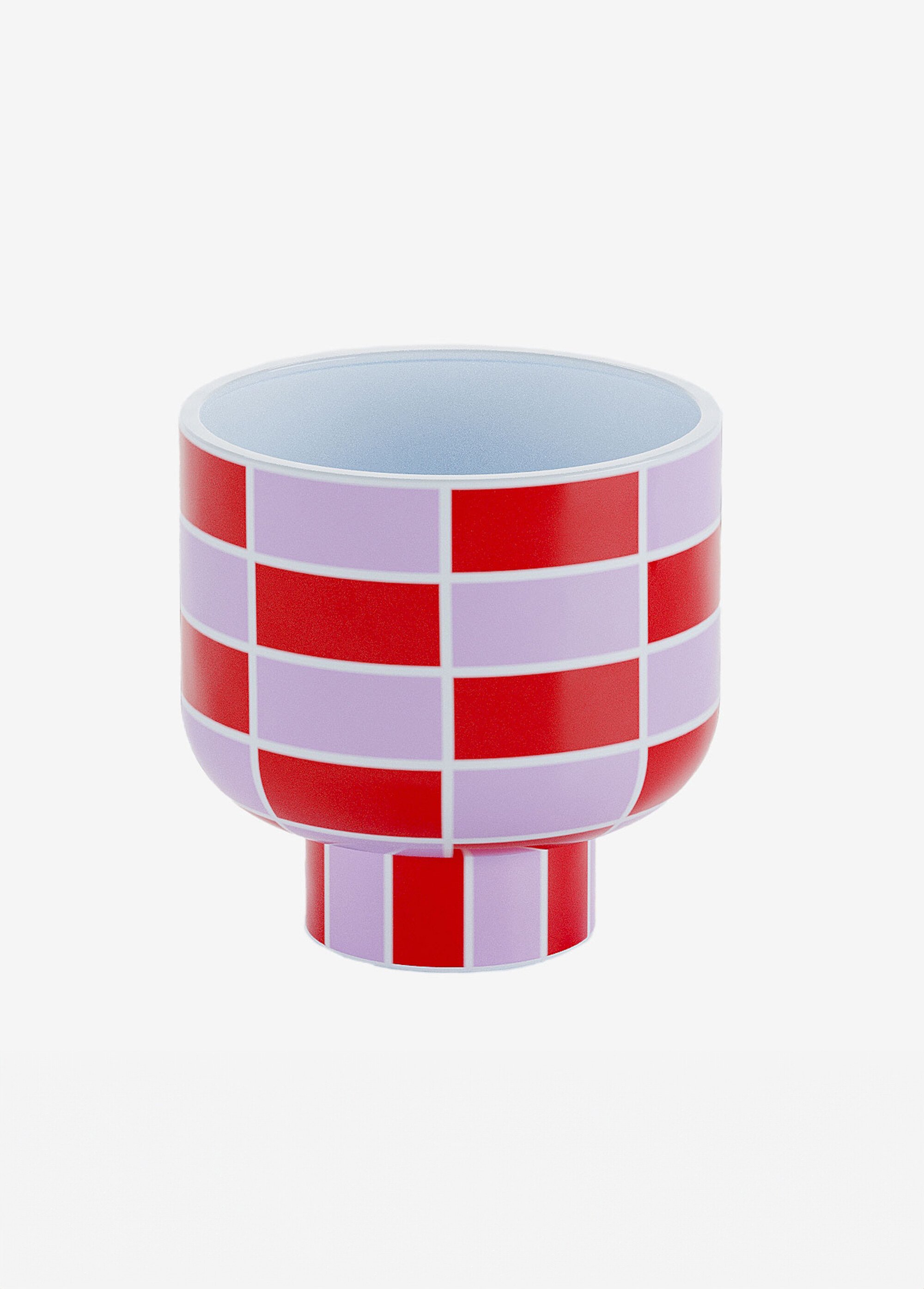 Vase rond à col large, céramique damier