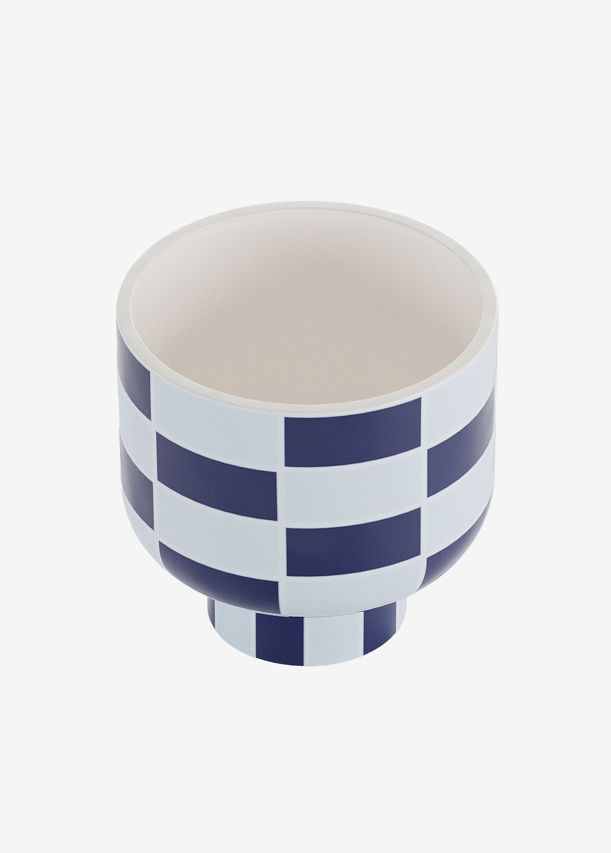 Vase rond à col large, céramique damier