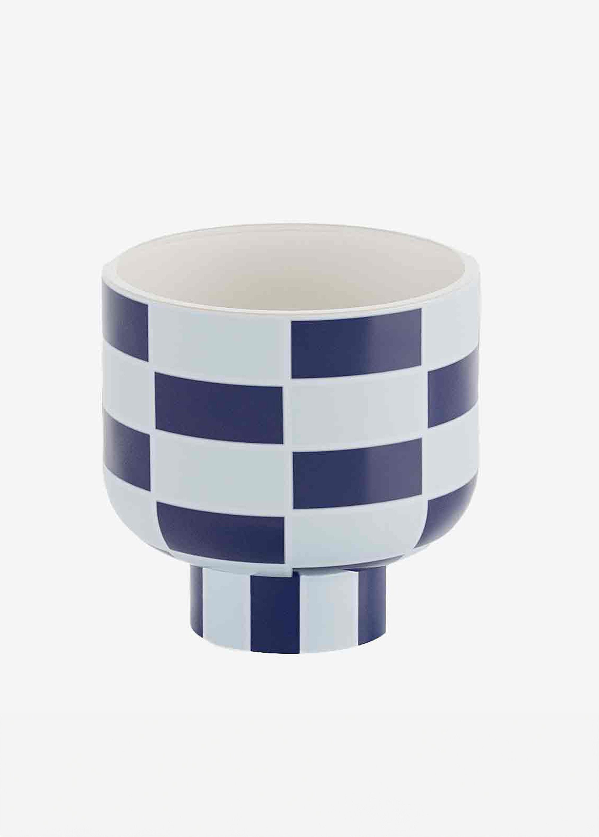 Vase rond à col large, céramique damier