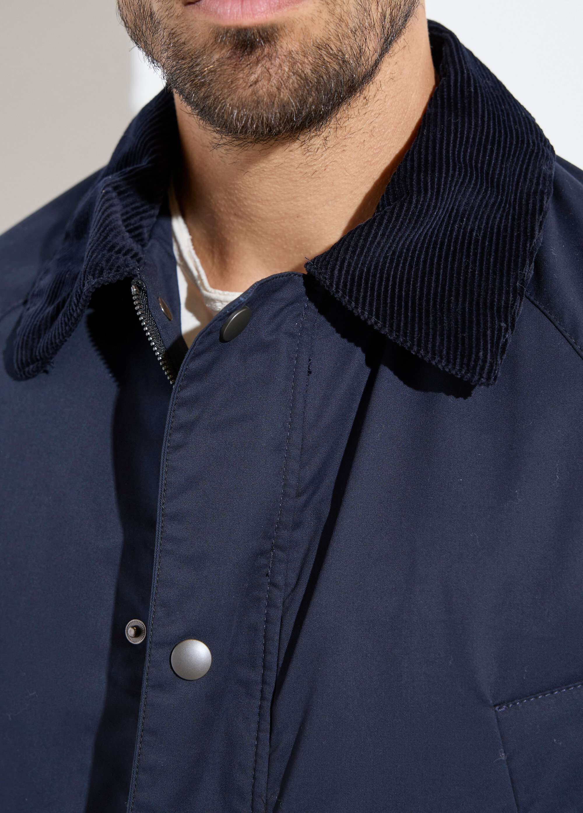 Veste anglaise chic ouatinée col velours Homme Bleu KYM5141 DE2