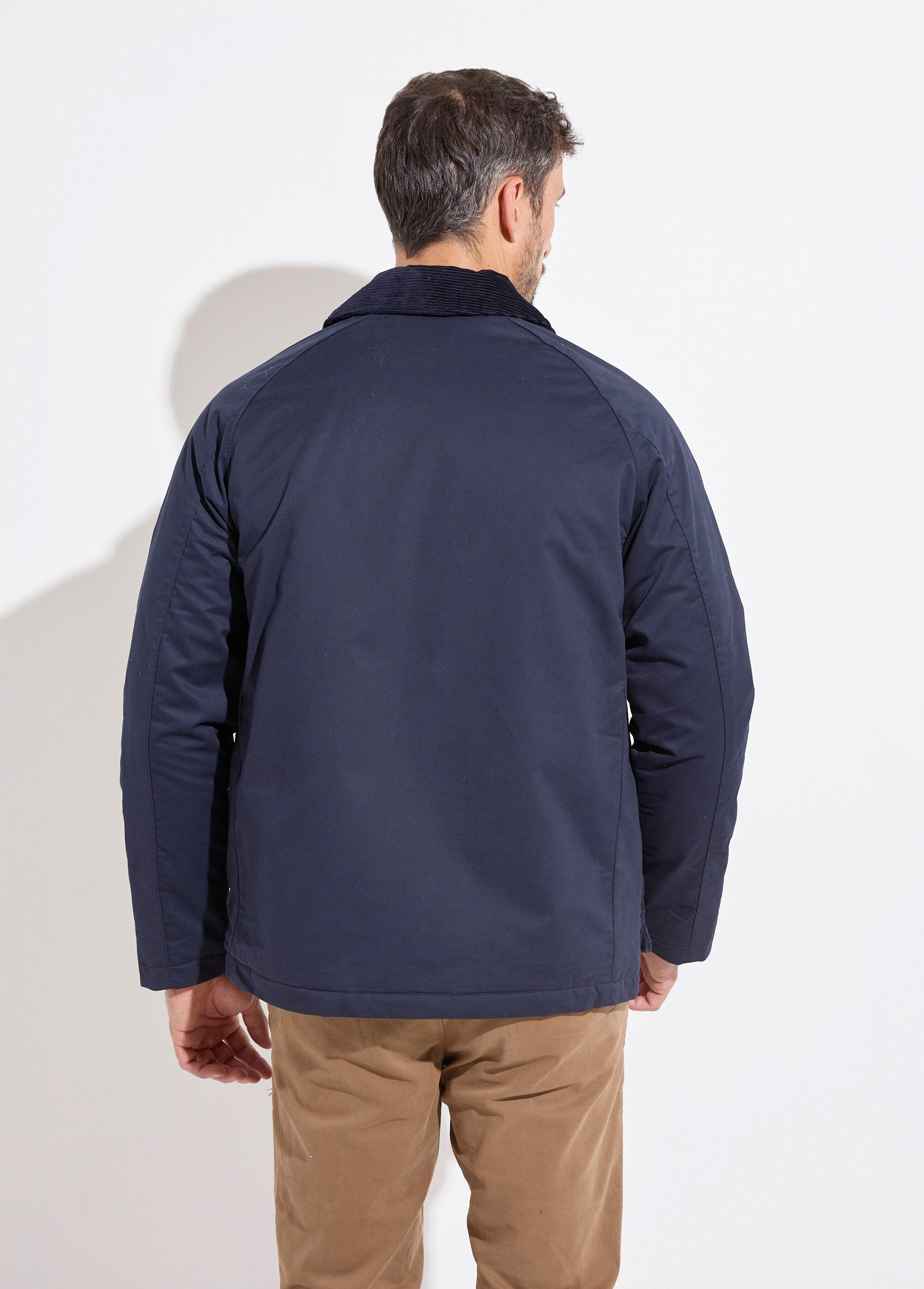 Veste anglaise chic ouatinée col velours Homme Bleu KYM5141 DO1