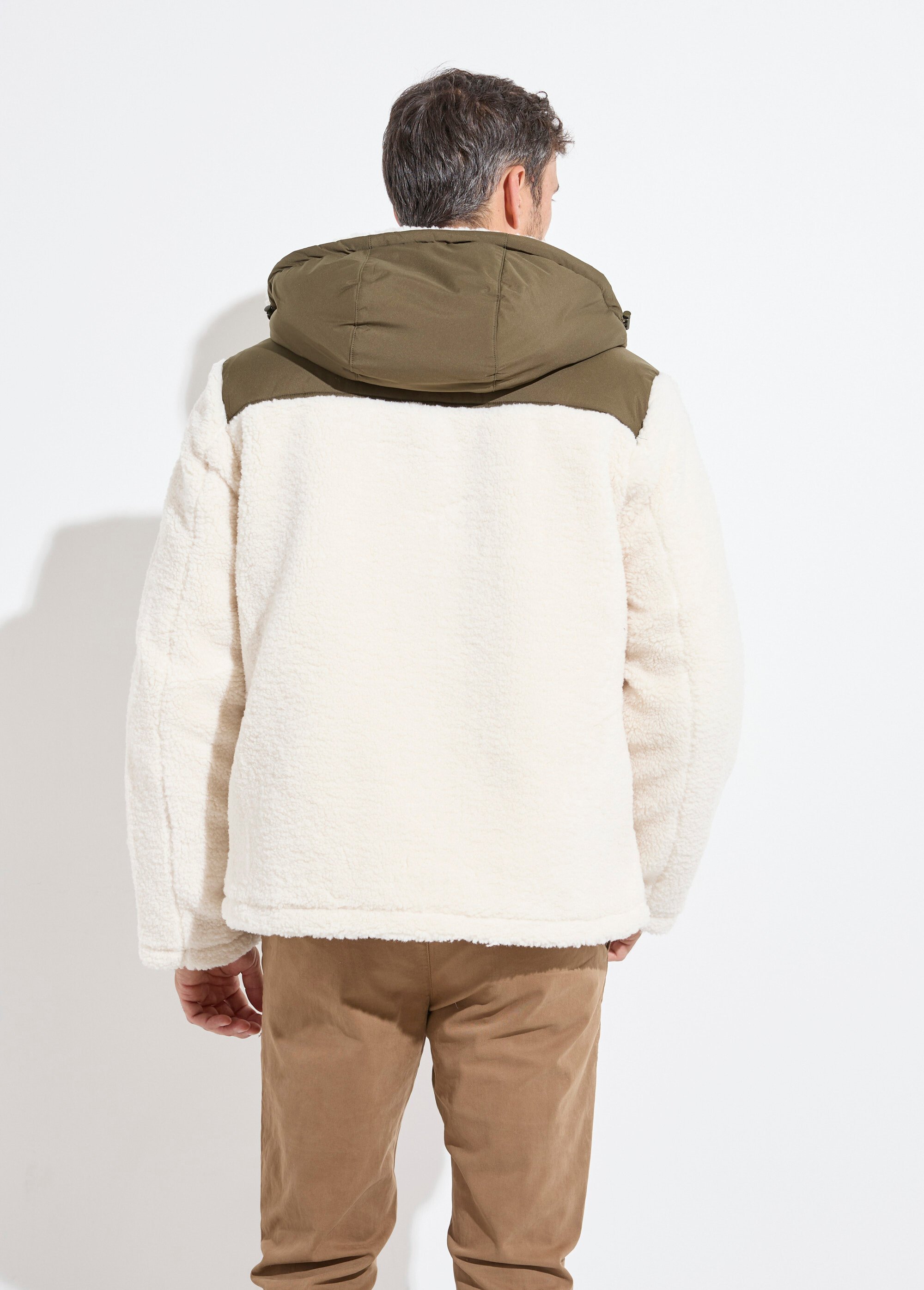 Veste chaude polaire sherpa façon moutonné Homme Vert KYM5325 DO1