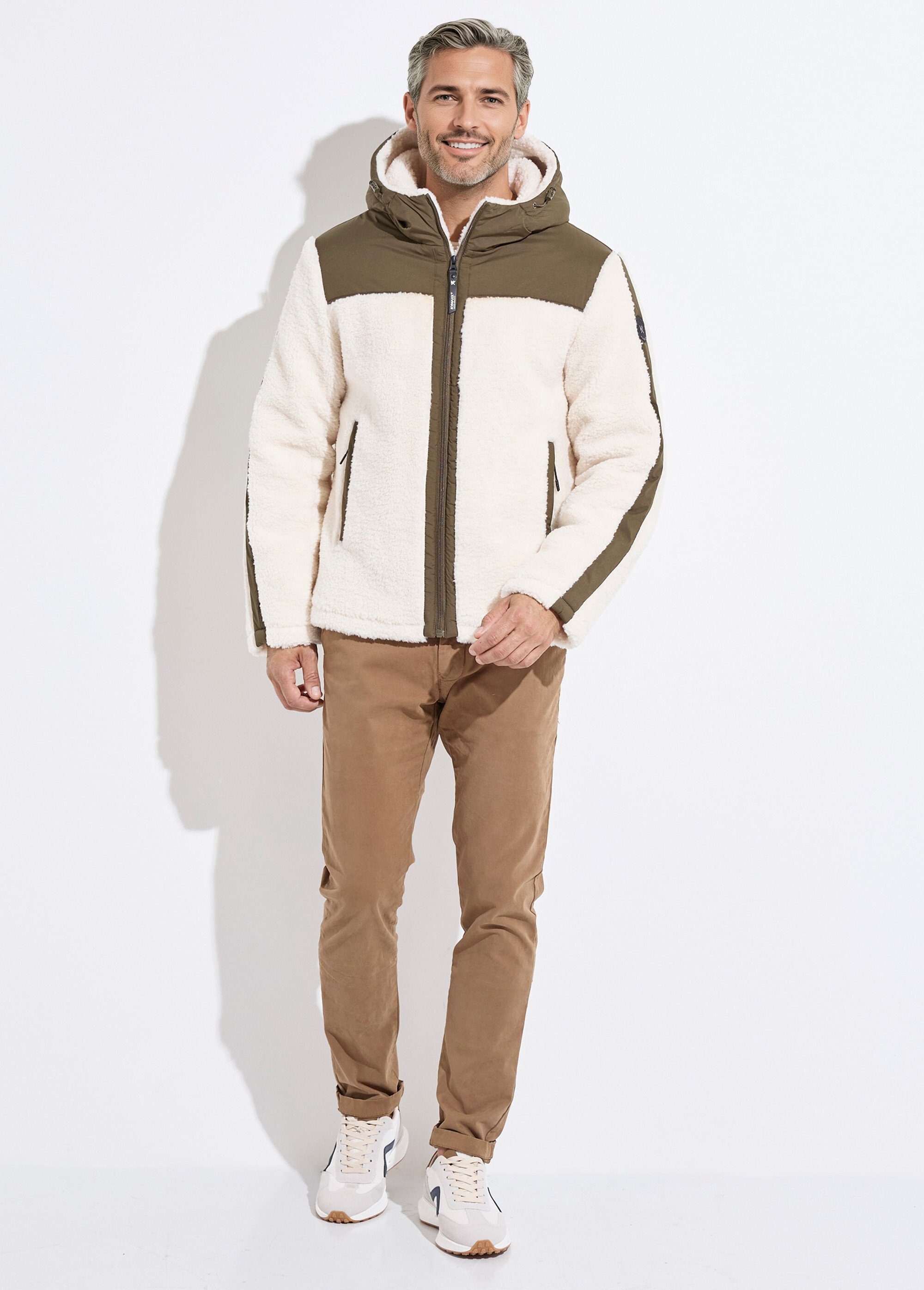 Veste chaude polaire sherpa façon moutonné Homme Vert KYM5325 SF1