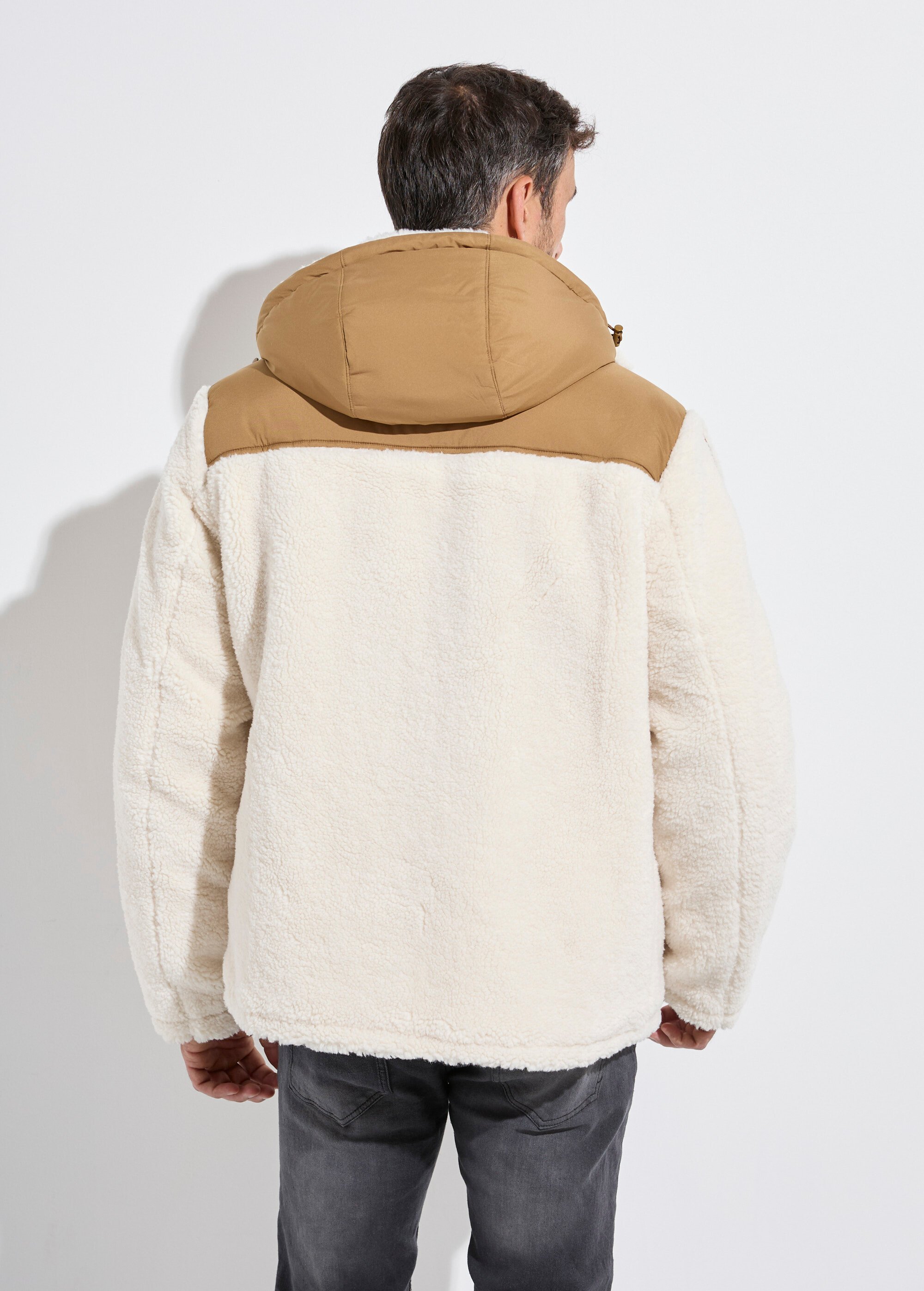 Veste chaude polaire sherpa façon moutonné Homme Marron KYM5325 DO1