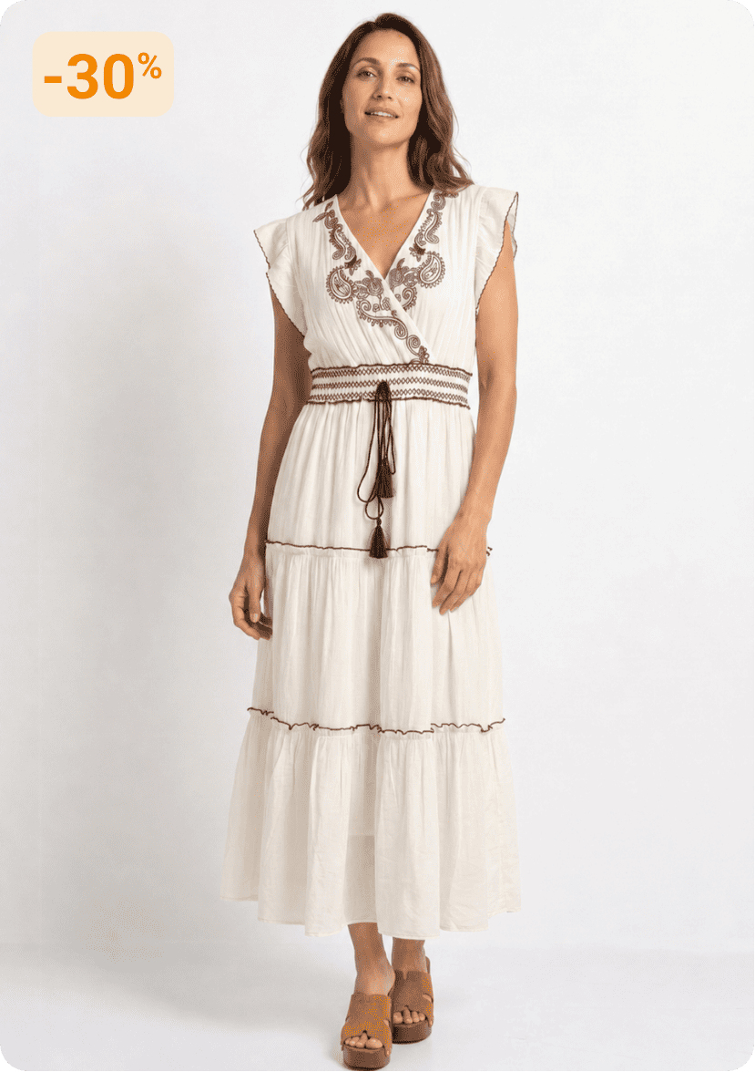 Robe à volants, sequins et pompons