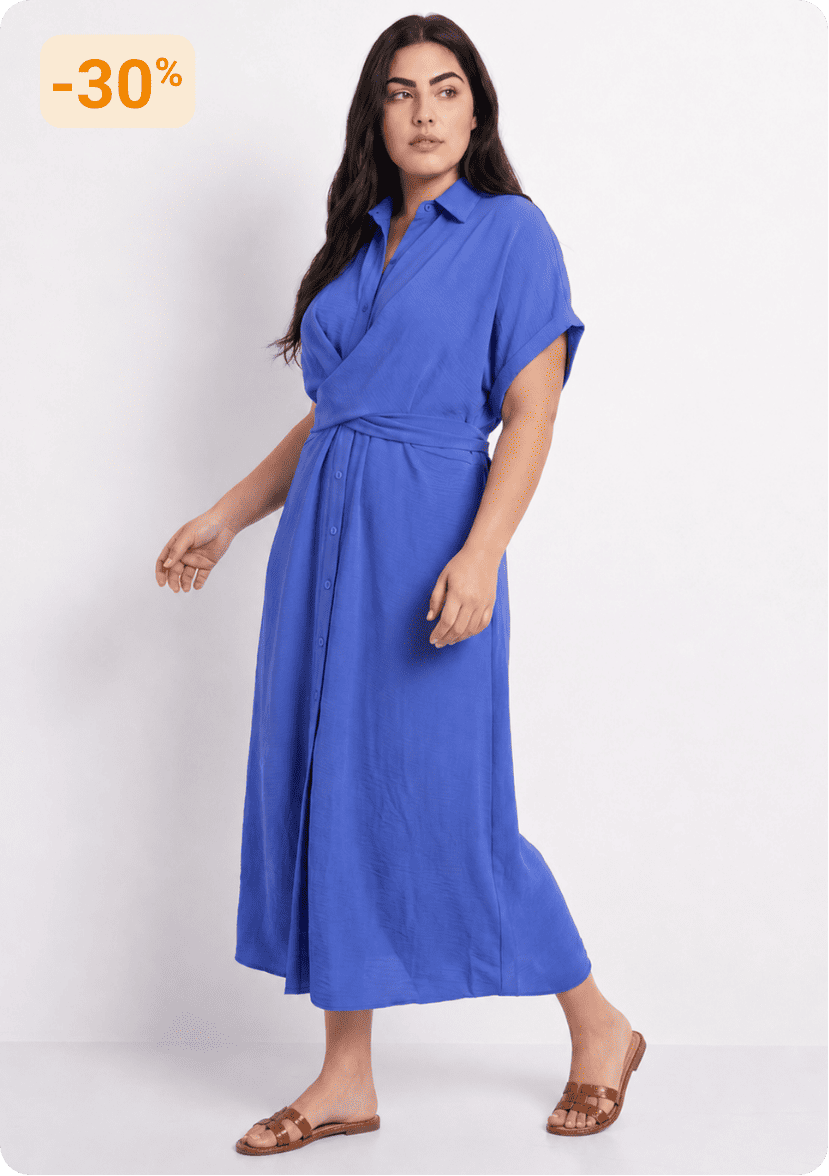Robe chemisier avec ceinture fantaisie
