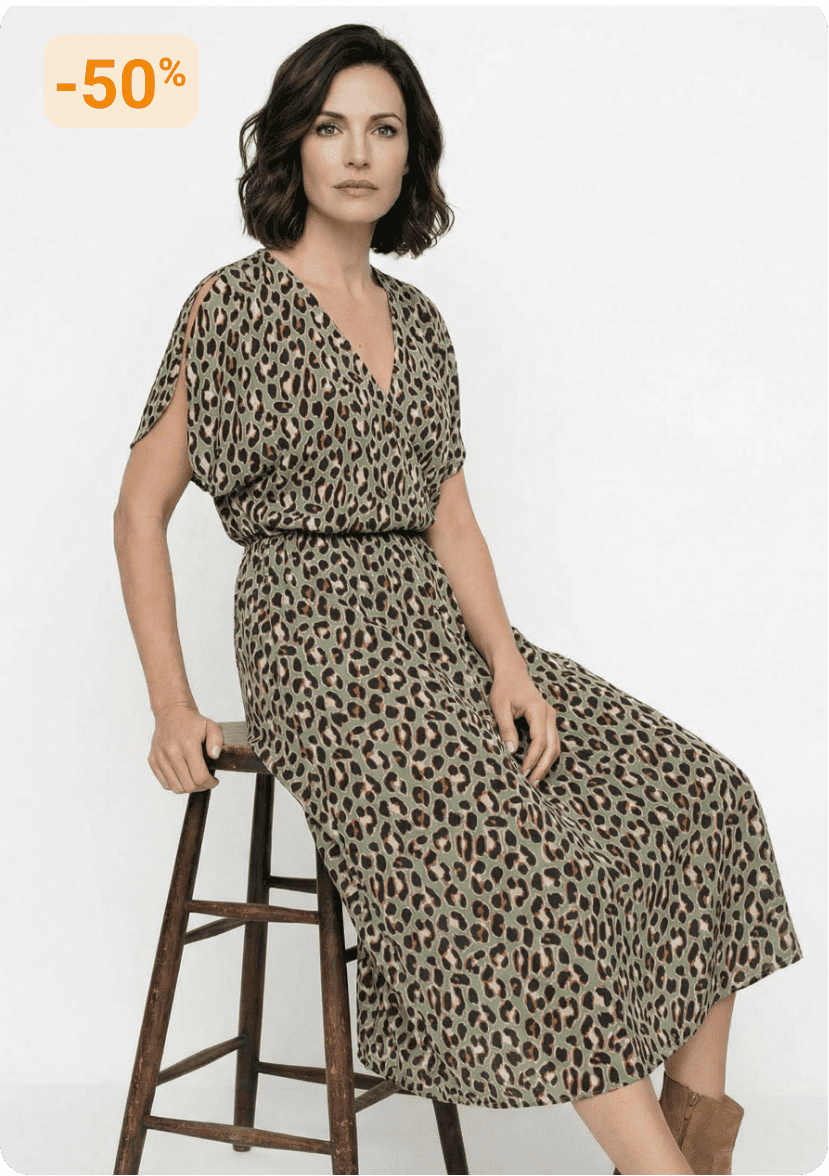 Robe longue cache-coeur motif léopard