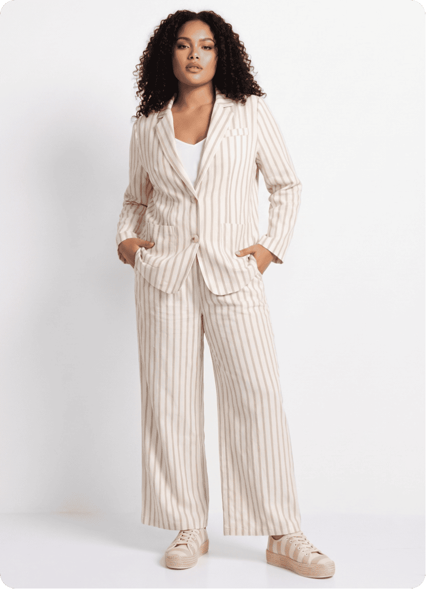 Pantalon large, rayures métallisées