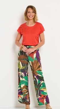 Pantalon large taille élastiquée imprimé