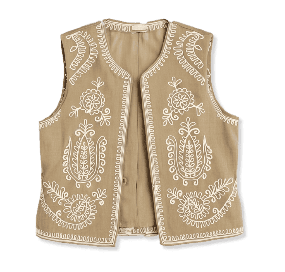 Gilet sans manches brodé style scandinave