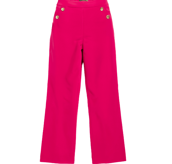 Pantalon large uni taille semi-élastiquée