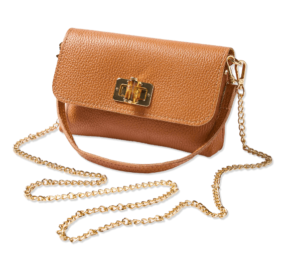 Sac pochette en cuir avec fermoir métal