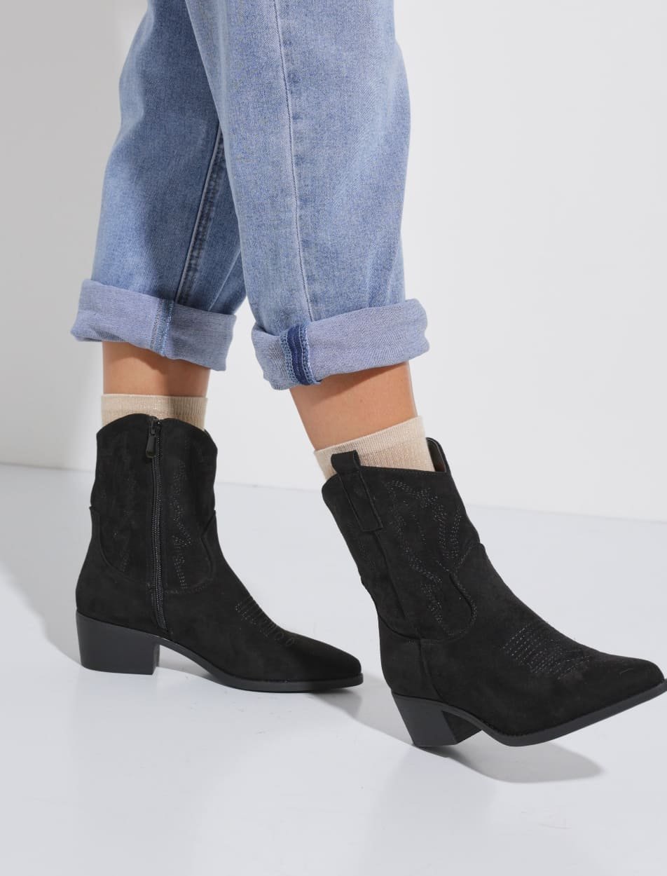 Boots suédine à talon, façon western