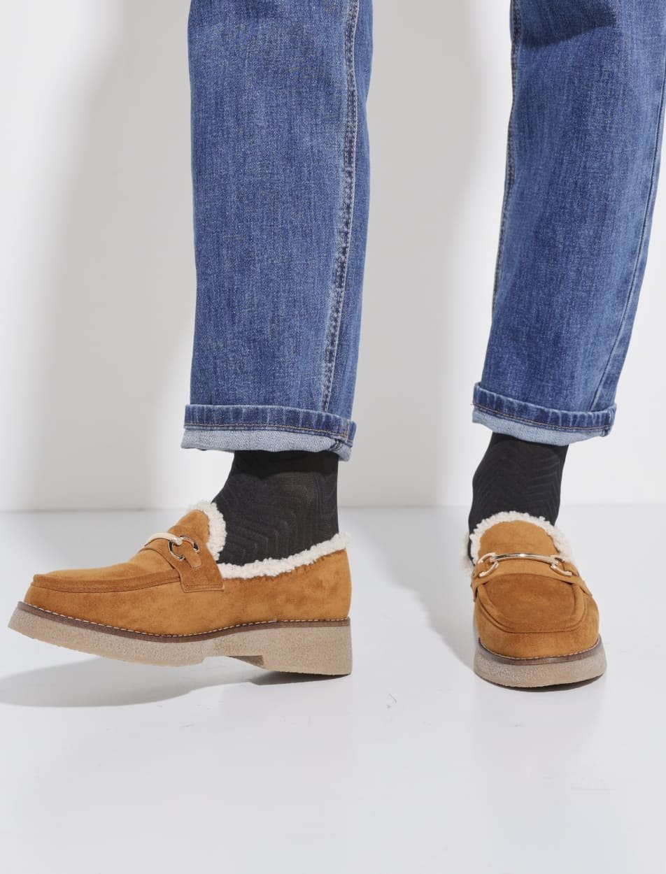 Mocassins fourrés semelle aspect crêpe