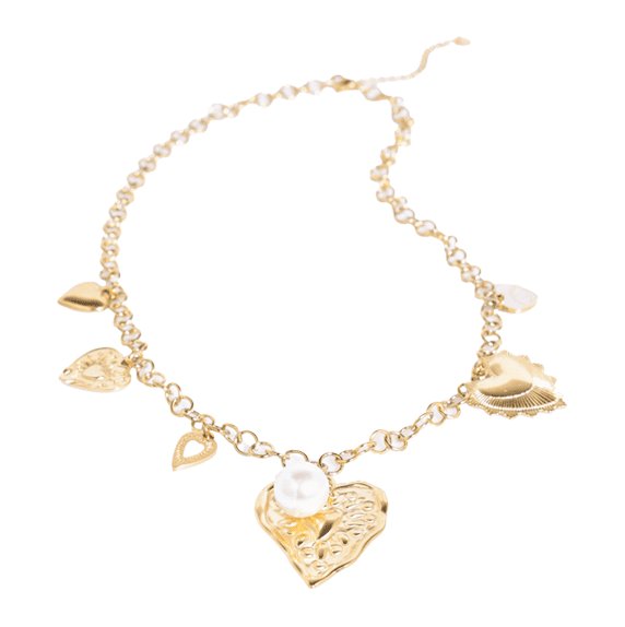 Collier breloques cœurs acier inoxydable