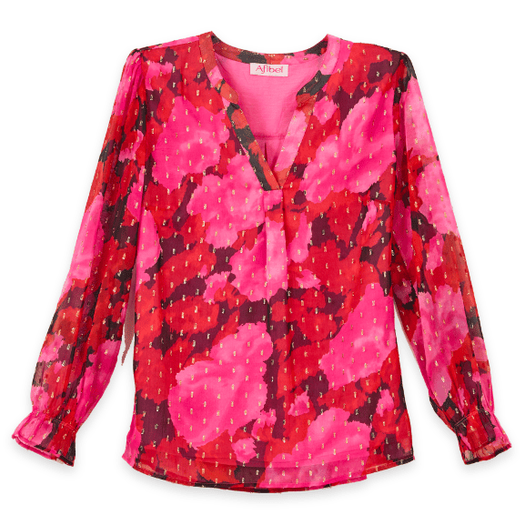 Tunique col V voile imprimé motifs dorés