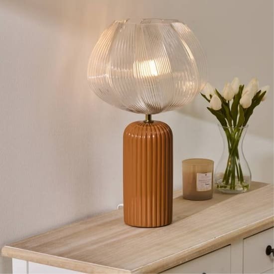 Lampe à poser abat jour tulipe en verre