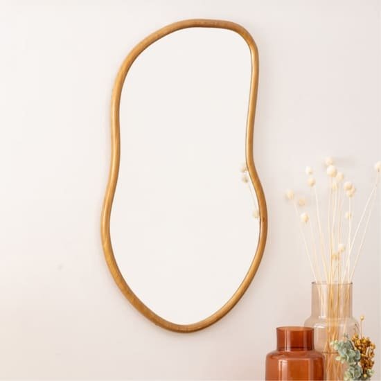 Miroir contour en bois, forme organique
