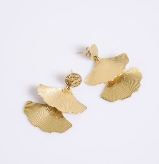Boucles d'oreilles breloques ginkgo acier inoxydable