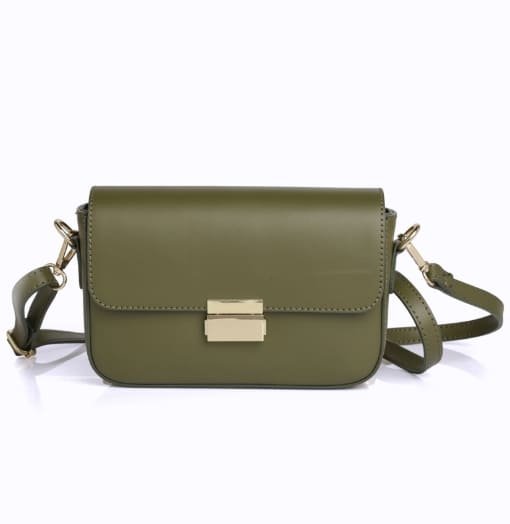 Sac besace en cuir, fermoir métal doré