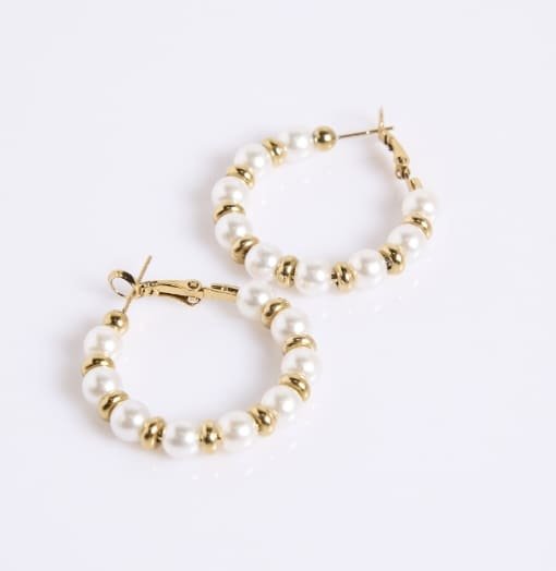 Boucles d'oreilles créoles perlées