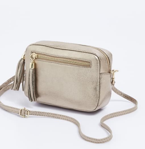 Sac bandoulière rectangulaire zippé cuir grainé