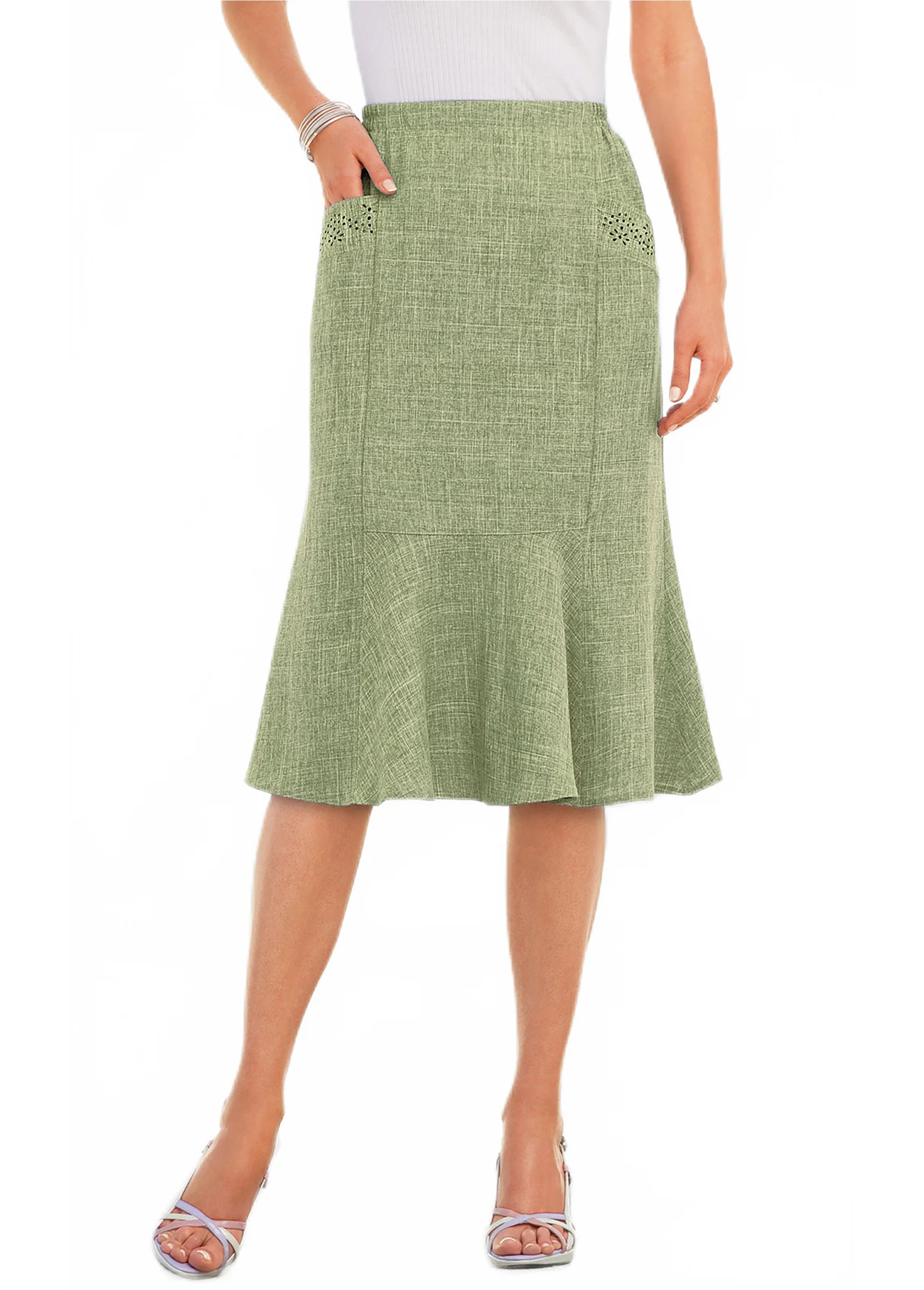 Flared green skirt online