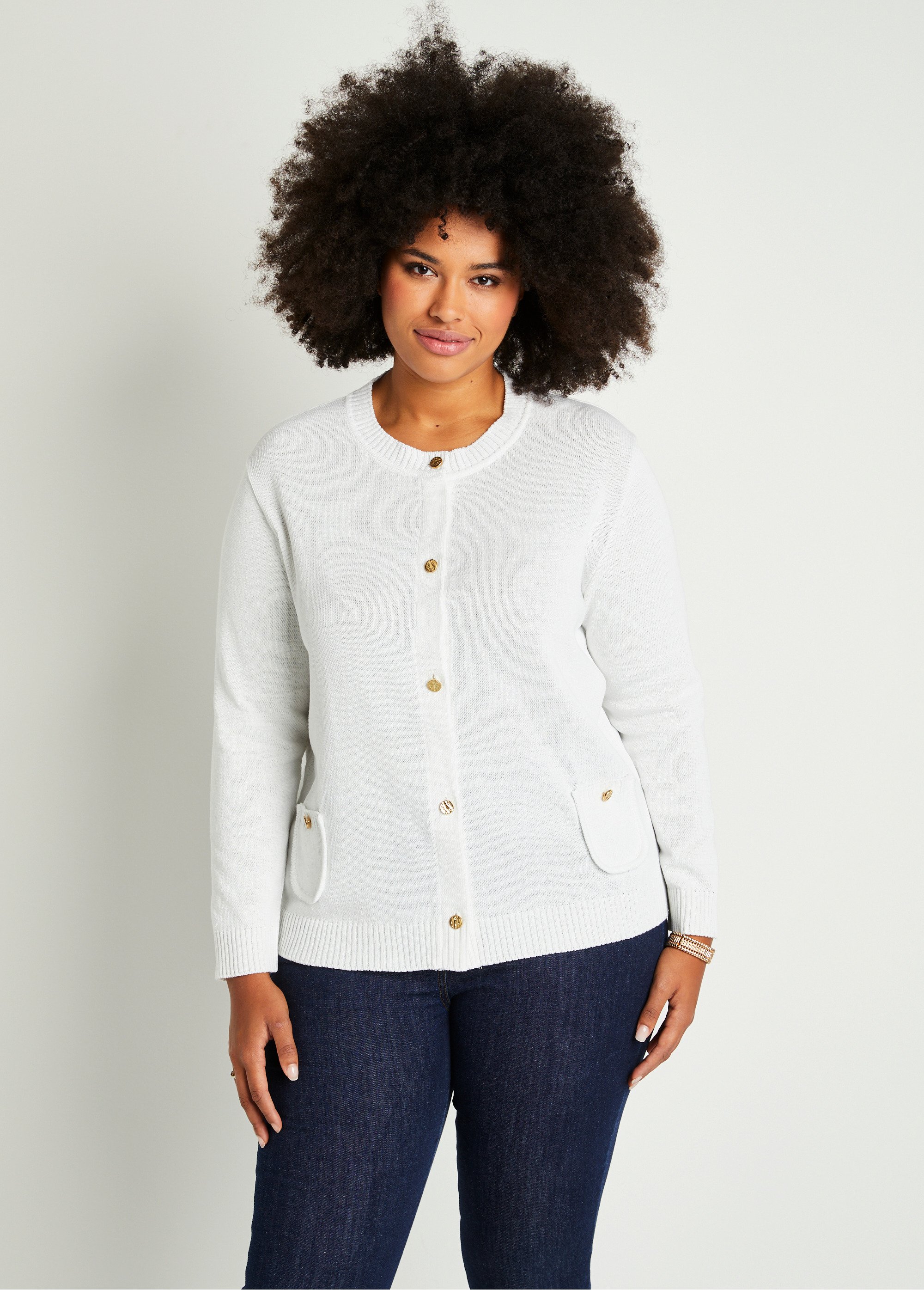 Short button cardigan WHITE