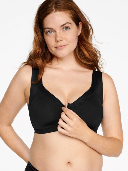 Woman BLACK Naturana® non-wired bra with front fastening VASILIS FA1