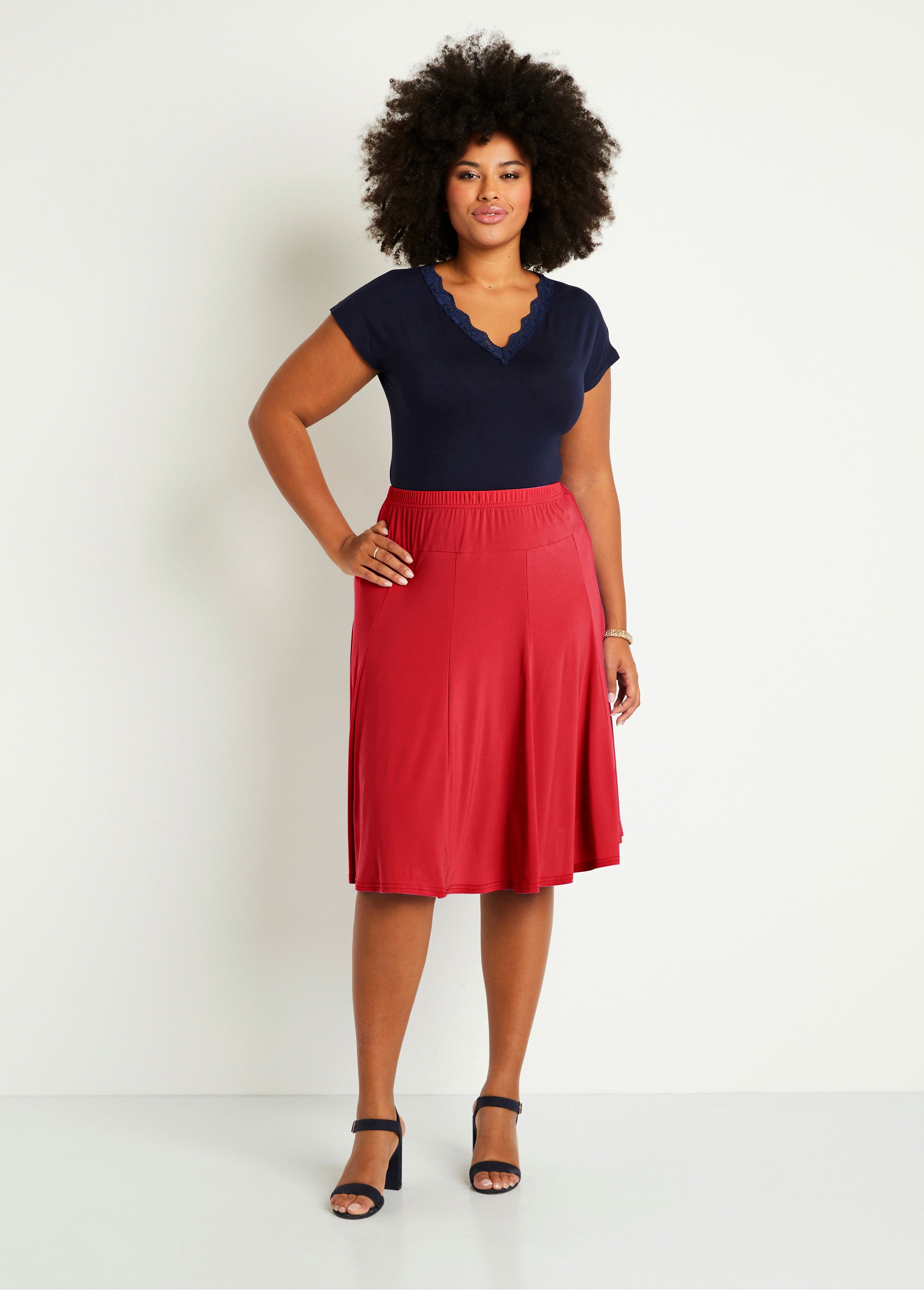 mid length knit skirt